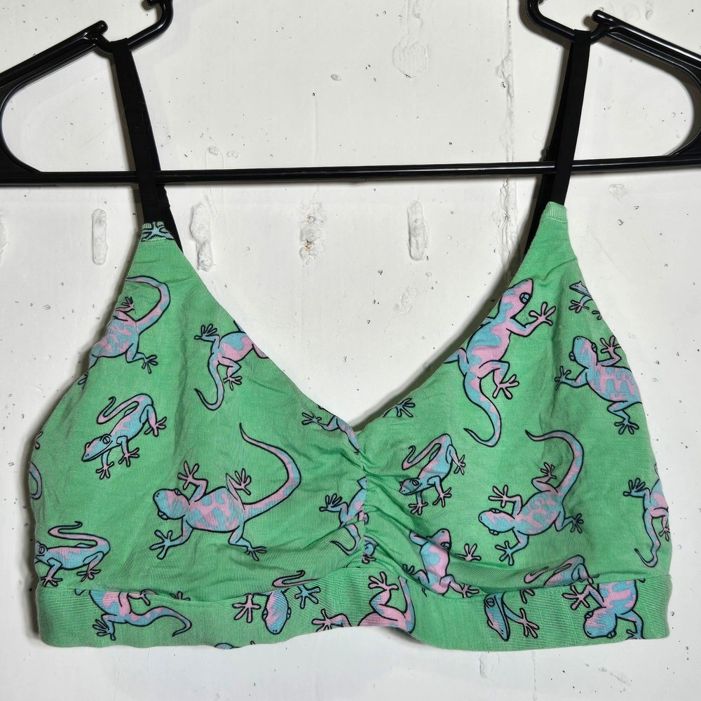 MeUndies Lizard Ruched Bralette Medium MicroModal Comfort Stretch Soft Reptile